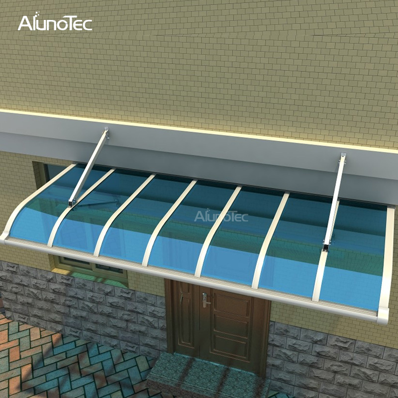 Auvents de fenêtre en aluminium personnalisés en feuille de polycarbonate 