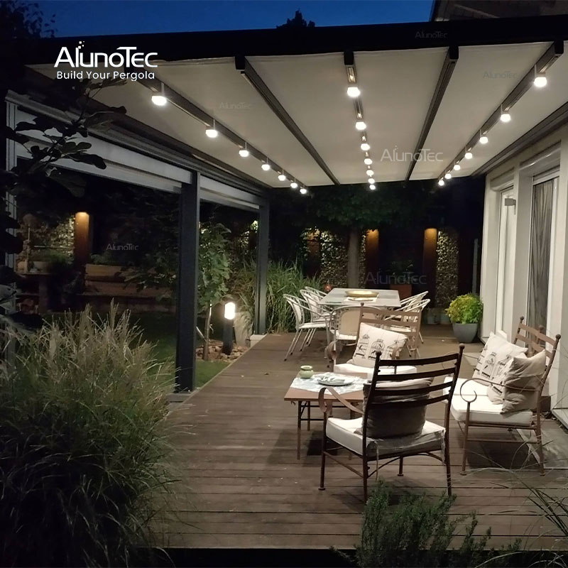 AlunoTec 100 % système rétractable étanche 4,5 x 6,5 m pour hôtels, restaurants, patio, structure extérieure