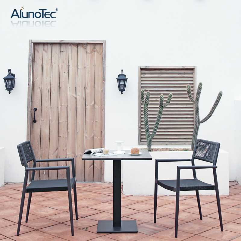 Ensemble de chaise et de Table de café de jardin de meubles d'extérieur de siège de rotin de PE de cadre en aluminium