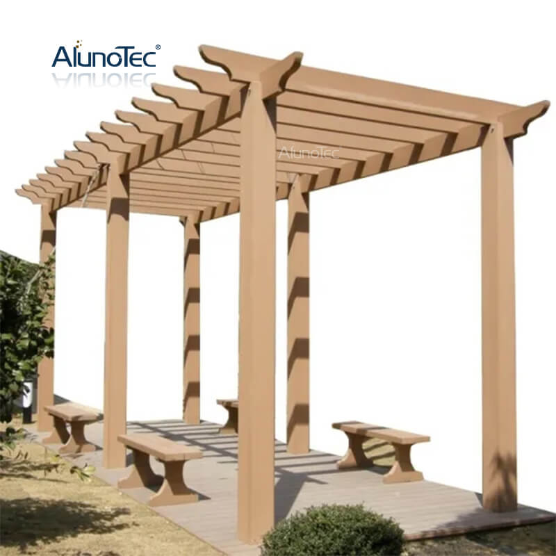 AlunoTec Auvent de toit en bois de haute qualité pour jardin, tonnelle, pergola en bois WPC avec fleurs