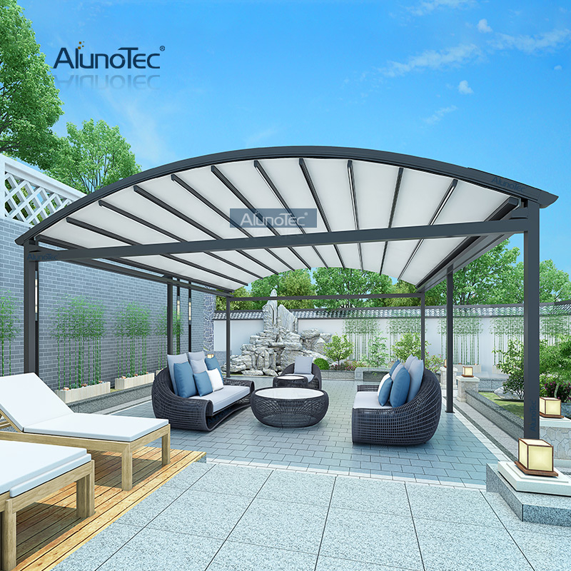 Auvent de toit de pergola rétractable imperméable électrique d'AlunoTec pour le coût extérieur de restaurant 
