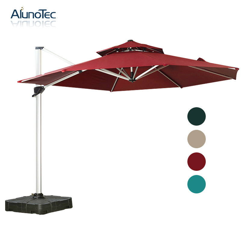 Patio en porte-à-faux pour parasol d'extérieur avec inclinaison et système de rotation à 360 degrés - Base croisée