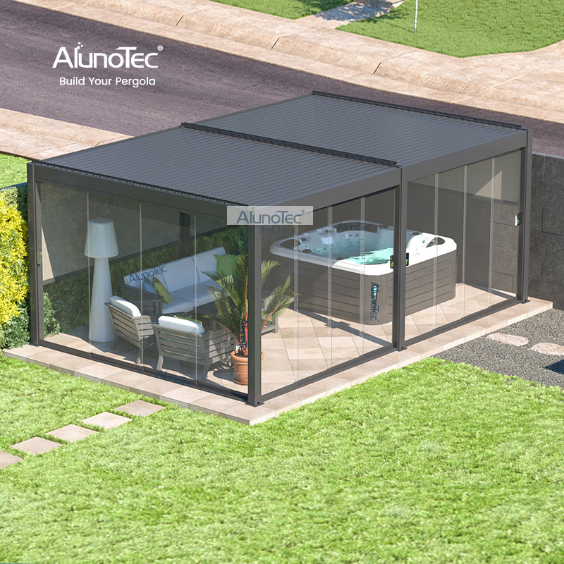 AlunoTec Couverture de zone d'espace de jardin Blanc Gris Pergola pour spa 