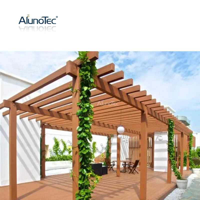 AlunoTec personnalisé étanche ouverture toit ombre bois plastique auvent Patio auvent Gazebo WPC Pergola