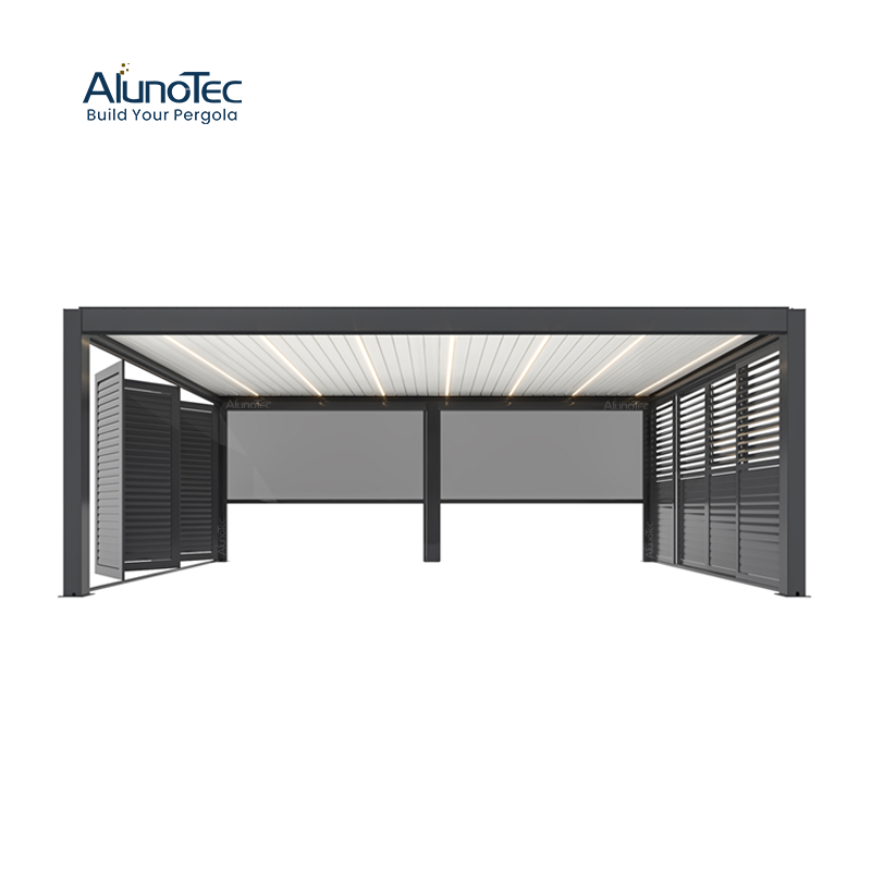  AlunoTec nouveautés 4x6m seulement 4 poteaux pergola à Structure de zone de stores extérieurs électriques bioclimatiques