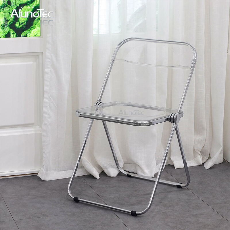 Hot Sale mobilier d'extérieur pliable chaises de cuisine en métal transparent
