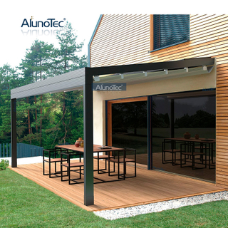AlunoTec Auvent bioclimatique en métal coupe-vent Pergola rétractable Auvent de toit pliant pour l'extérieur