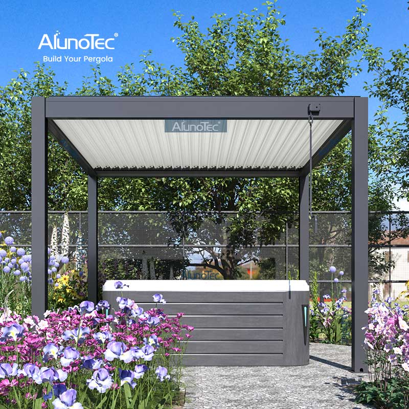 AlunoTec Couverture de zone d'espace de jardin Blanc Gris Pergola pour spa 