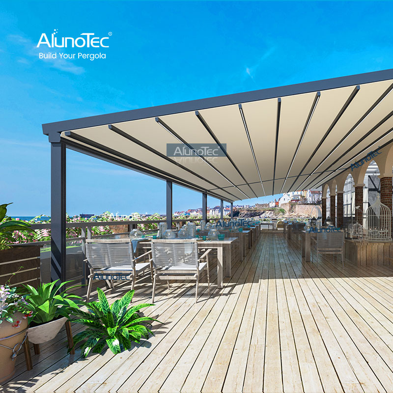AlunoTec Couverture de toit rétractable en PVC pour pergola 10 mètres x 4 mètres 100 % étanche