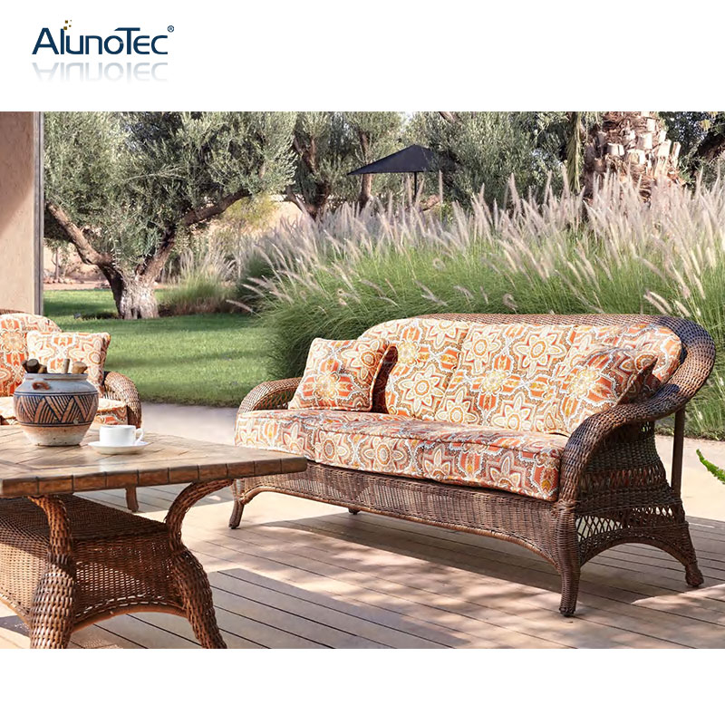 Meubles de patio de luxe, ensemble de meubles en osier et rotin, canapé de jardin