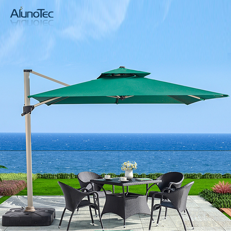 Parasols en aluminium en porte-à-faux pliants anti-UV pour parasols de patio extérieur