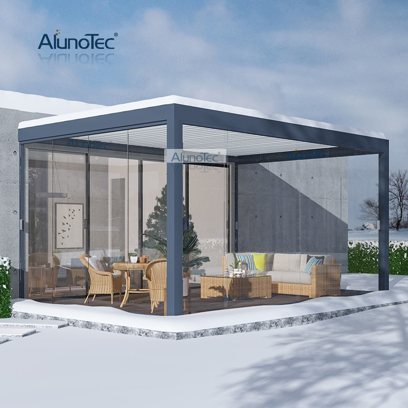 Auvent d'ombrage de pergola de voiture bioclimatique de maison de fixation couverte moderne d'arrière-cour pour la vie en plein air