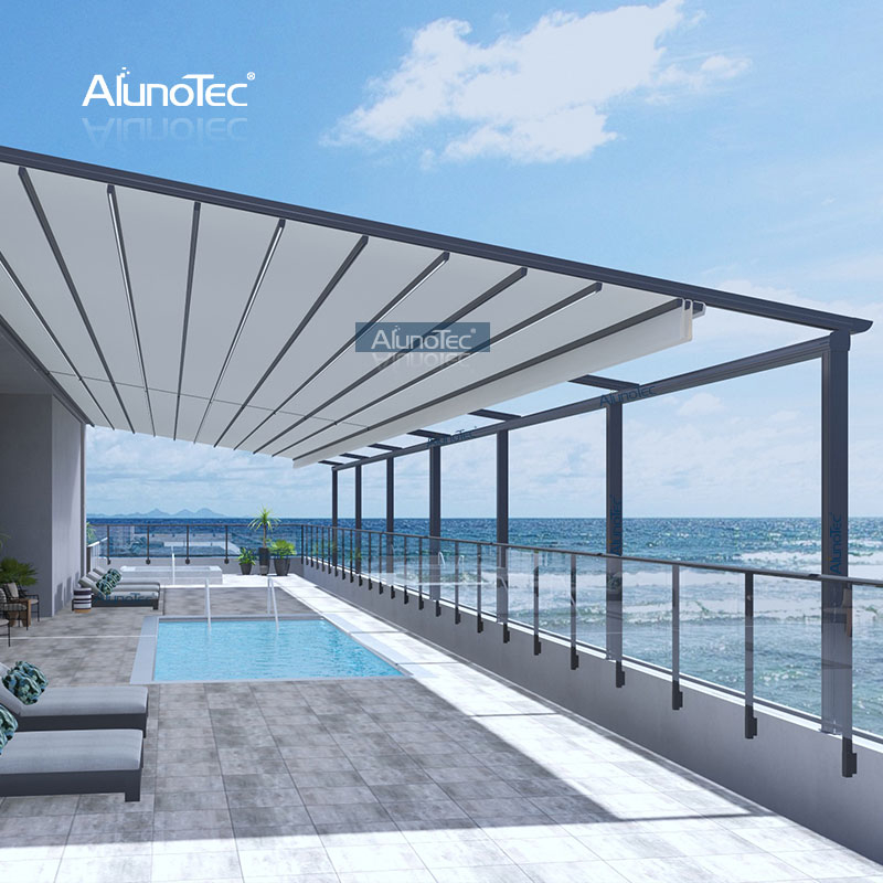 AlunoTec Couverture de toit rétractable en PVC pour pergola 10 mètres x 4 mètres 100 % étanche