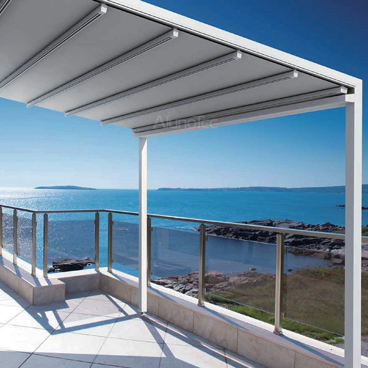Auvent rétractable en aluminium, couverture de protection solaire pour pergola en PVC