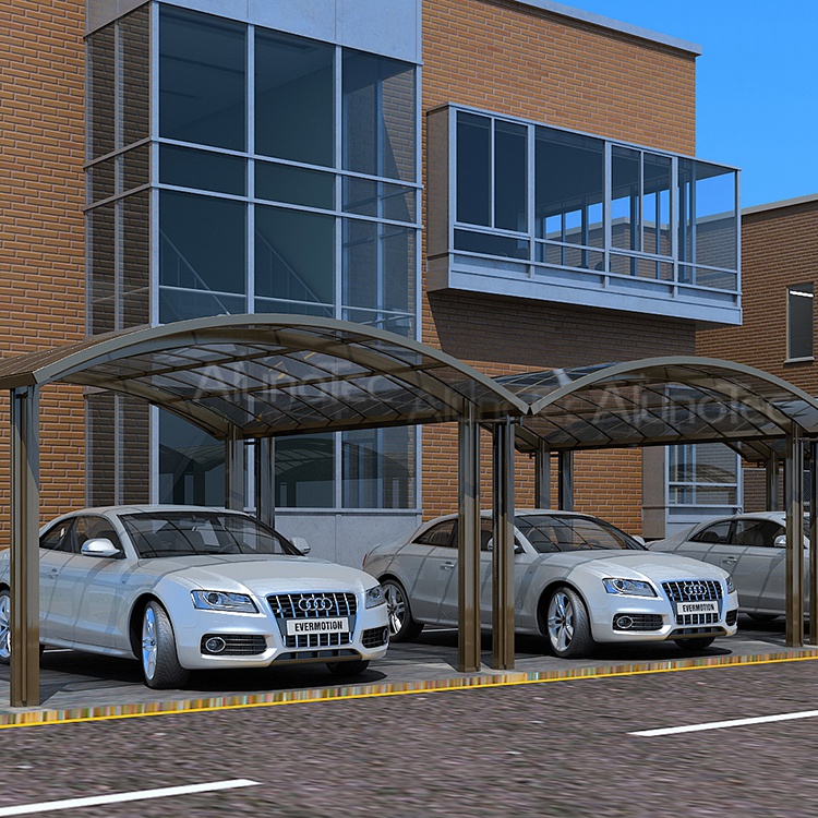 Abri double en aluminium polycarbonate pour garage automobile