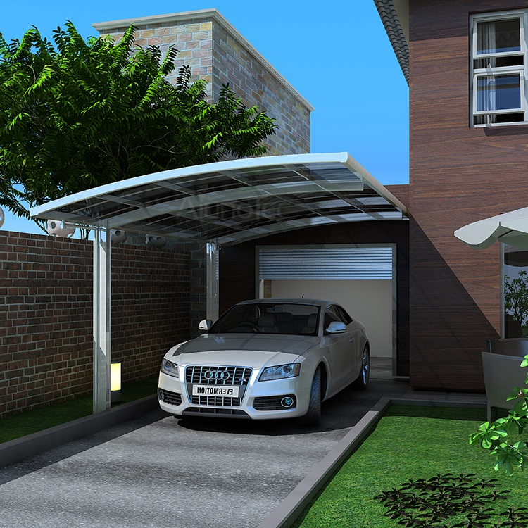 Auvent extérieur d'abri de voiture de double abri de voiture de feuille de polycarbonate avec le toit de voûte