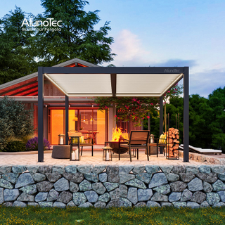 Coût de patio en aluminium de belvédère de pergola de persiennes de toit réglables en aluminium extérieures d'AlunoTec
