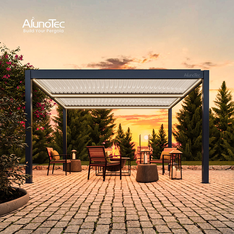 Coût de patio en aluminium de belvédère de pergola de persiennes de toit réglables en aluminium extérieures d'AlunoTec