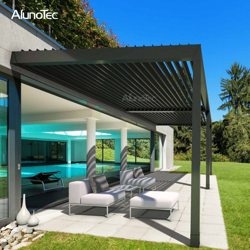 Gazebo en aluminium imperméable électrique de couverture de pergola à persiennes adaptée aux besoins du client de pavillon