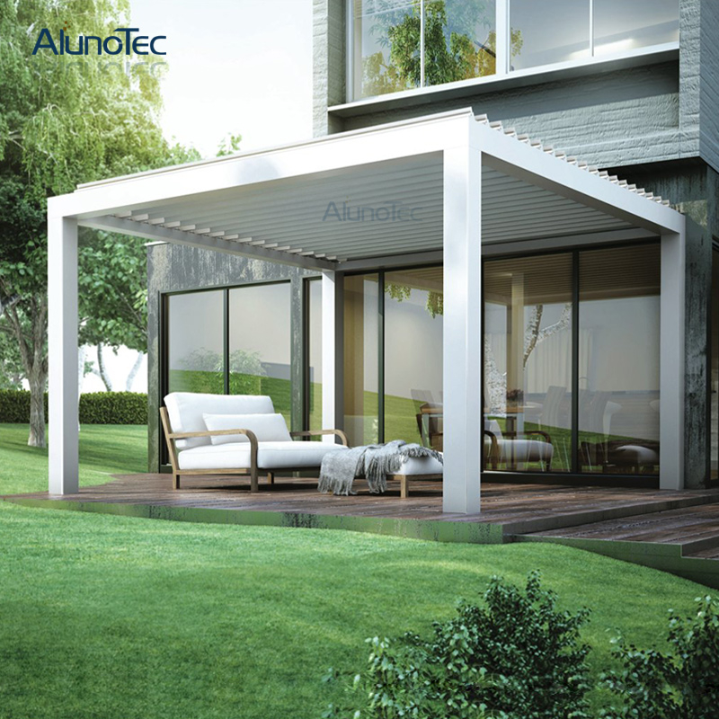 Pergola à persiennes d'ombrage de soleil de système de toit de pergola en aluminium extérieure électrique d'AlunoTec pour le jardin 