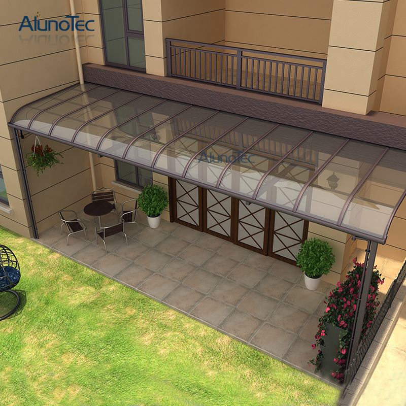 AlunoTec vente en gros bricolage R couverture de Patio fenêtres Polycarbonate terrasse auvent étanche en aluminium auvent toit