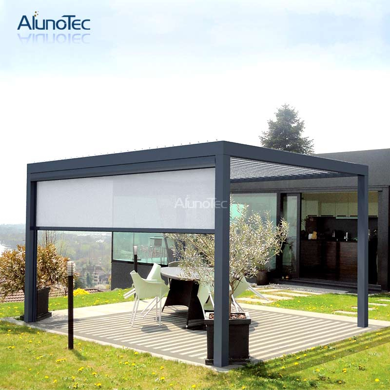 Gazebo de jardin moderne en aluminium, ouverture électrique et fermeture du toit de pergola de patio