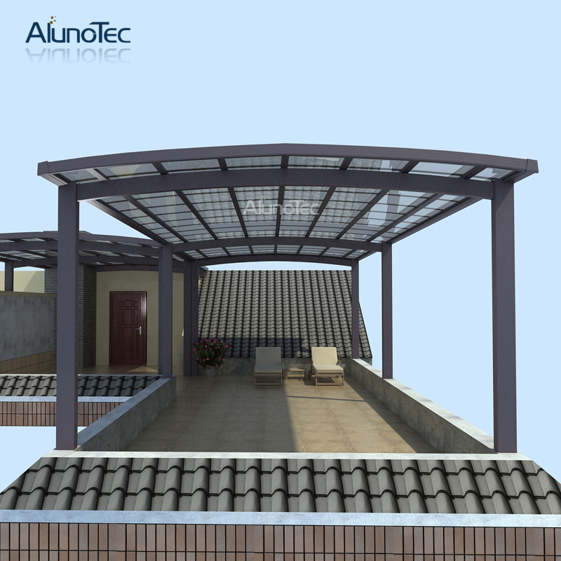 AlunoTec Design moderne Garage arqué en aluminium toit en polycarbonate double abri de voiture 