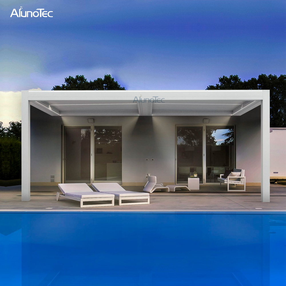 Gazebo de luxe d'auvent en aluminium imperméable électrique pour le patio