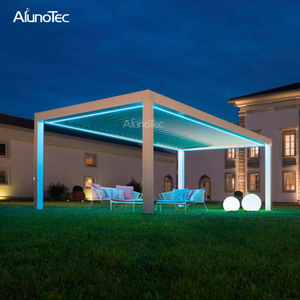 Pergola de toit à persiennes réglables pour patio extérieur avec lumières LED