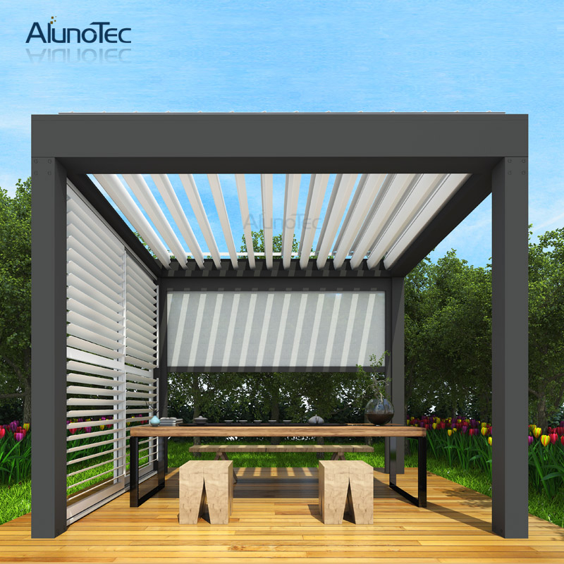 Gazebo de pavillon de jardin en aluminium imperméable avec rideau