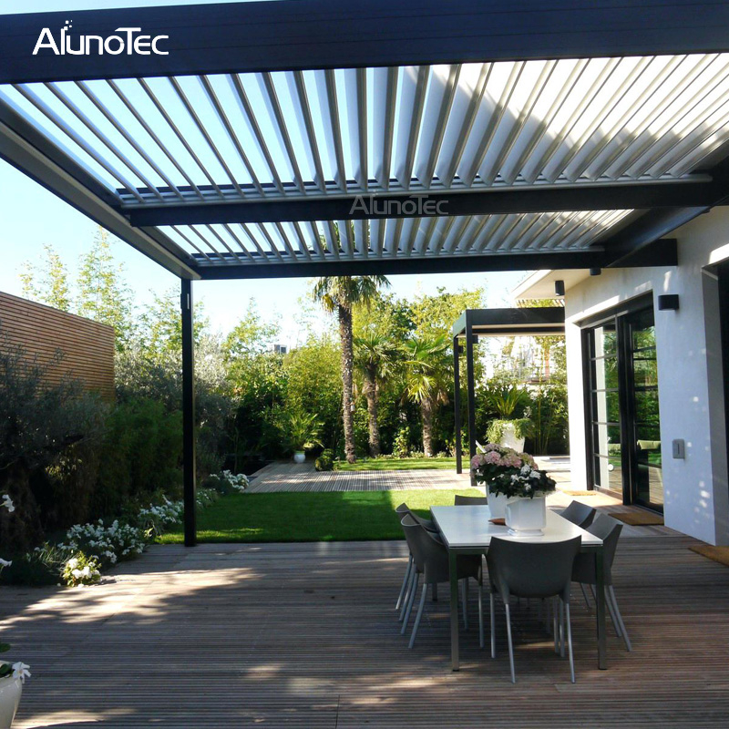 Pergola en aluminium bioclimatique de jardin de belvédère extérieur de système de toit de persienne imperméable