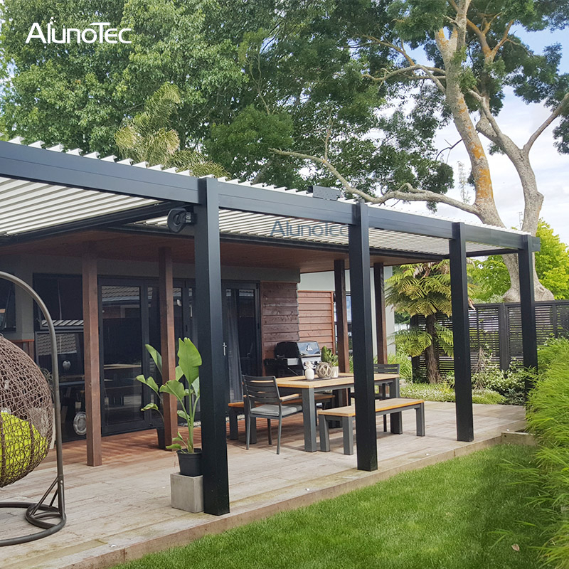 Pergola bioclimatique de jardin de belvédère en aluminium de toit d'ouverture motorisé moderne imperméable