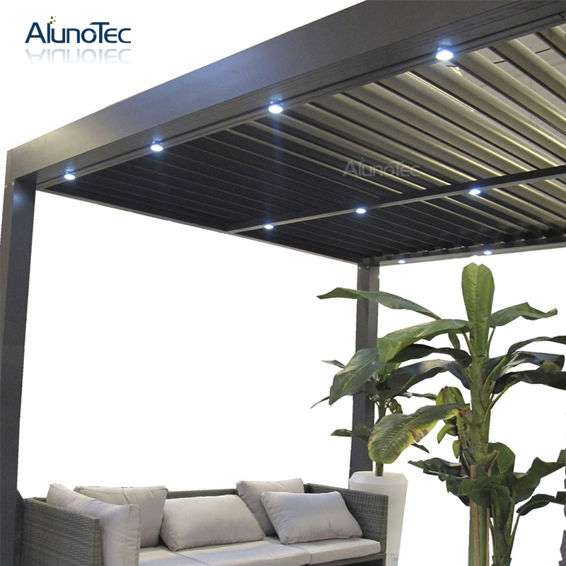 Pergola en aluminium bioclimatique de jardin de belvédère extérieur de système de toit de persienne imperméable