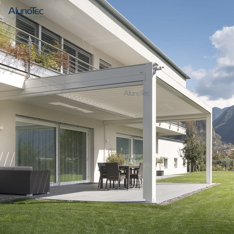Gazebo de jardin moderne en aluminium, ouverture électrique et fermeture du toit de pergola de patio