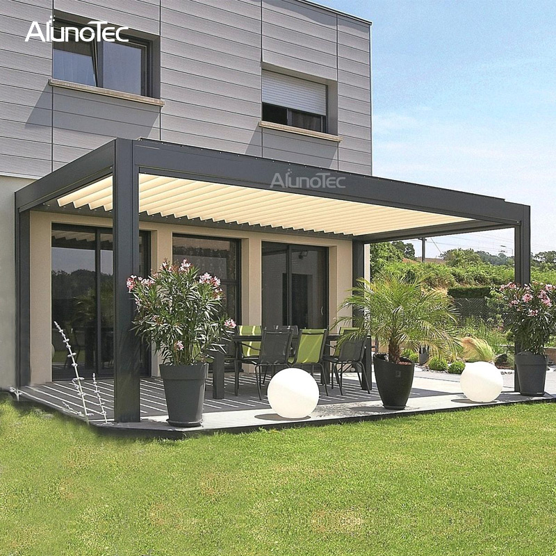 Gazebo de luxe d'auvent en aluminium imperméable électrique pour le patio