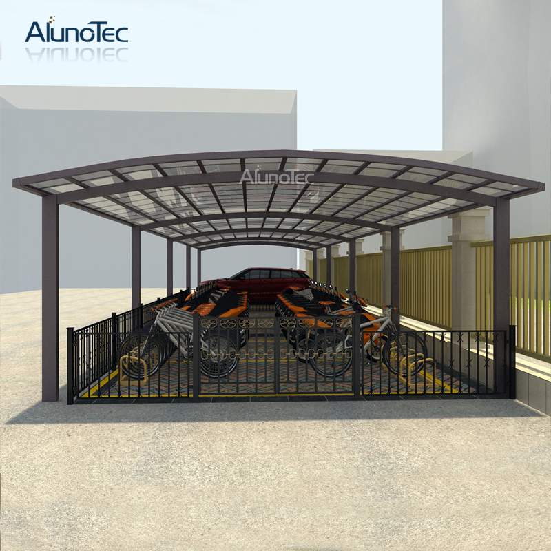 Garage personnalisé de luxe à 4 poteaux, abri d'auto étanche Alu Parking Aus, porte en aluminium avec Double pente