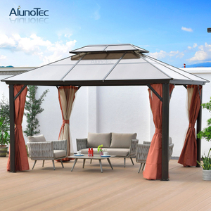 Gazebo à toit rigide de pavillon de profil en aluminium de tente extérieure romaine avec le rideau latéral