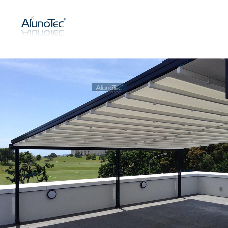 AlunoTec Auvent bioclimatique en métal coupe-vent Pergola rétractable Auvent de toit pliant pour l'extérieur