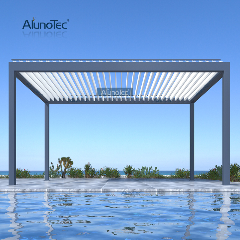 AlunoTec entièrement électrique mural 9 mètres X 5 mètres tonnelle en aluminium toit bricolage Pergola Kits jardin bâtiment