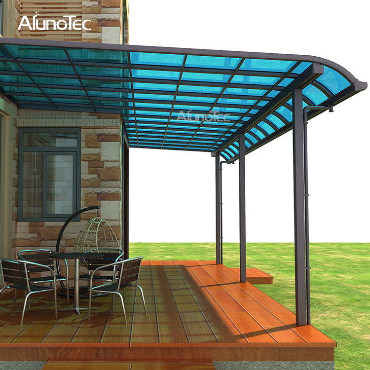 Auvent de patio imperméable en aluminium personnalisé, couverture de balcon, auvent de fenêtre incurvé