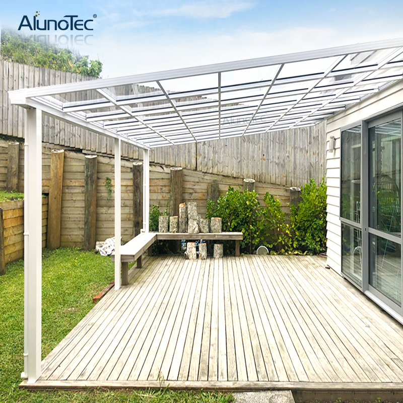  Auvent de patio étanche, gouttière de toit de balcon en polycarbonate et aluminium, auvent droit extérieur 