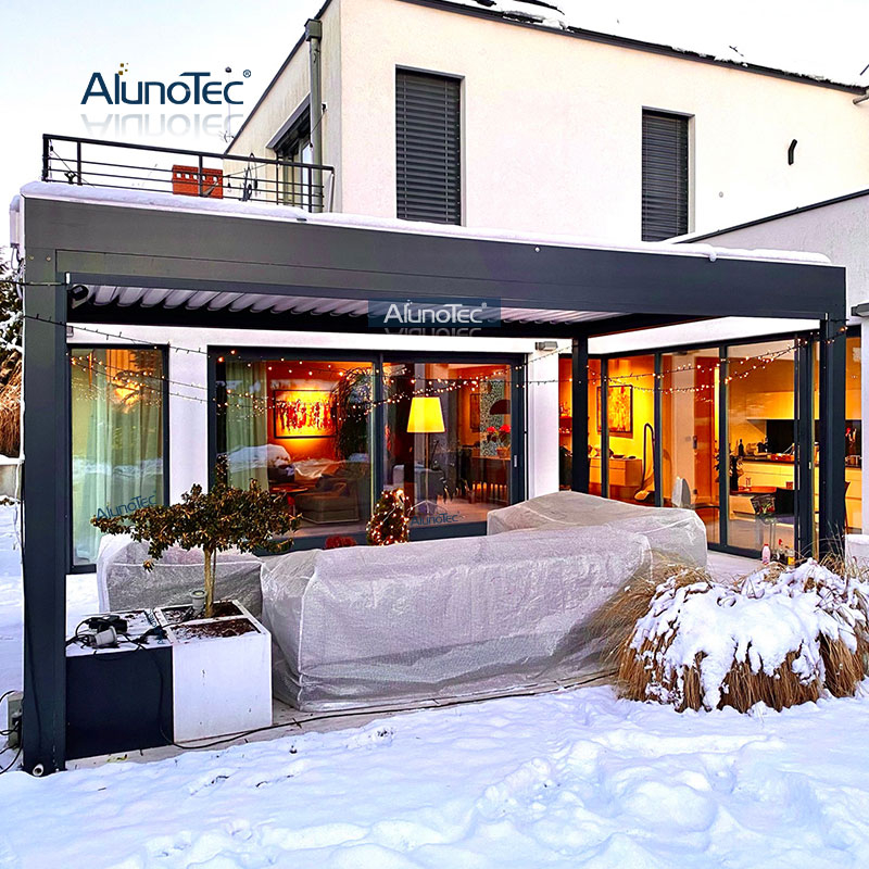 AlunoTec Pergo-Lux 20 pieds x 15 pieds Pergola noire avec pare-soleil latéral