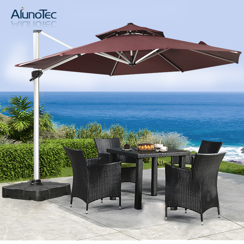 Parapluie extérieur de plage romaine de parasols pliants en aluminium d'ombre de soleil de contrôle facile