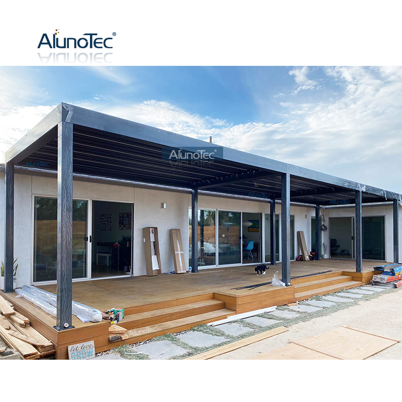 AlunoTec Auvent de patio en aluminium Pare-soleil Gazebo Pergolas bioclimatiques pour l'extérieur