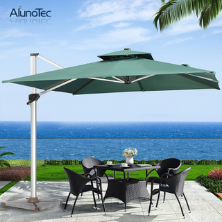 Parasol Double Auvent Ventilé - Grand Parasol Rotatif 360° Pour Terrasse, Pêche Et Bateau