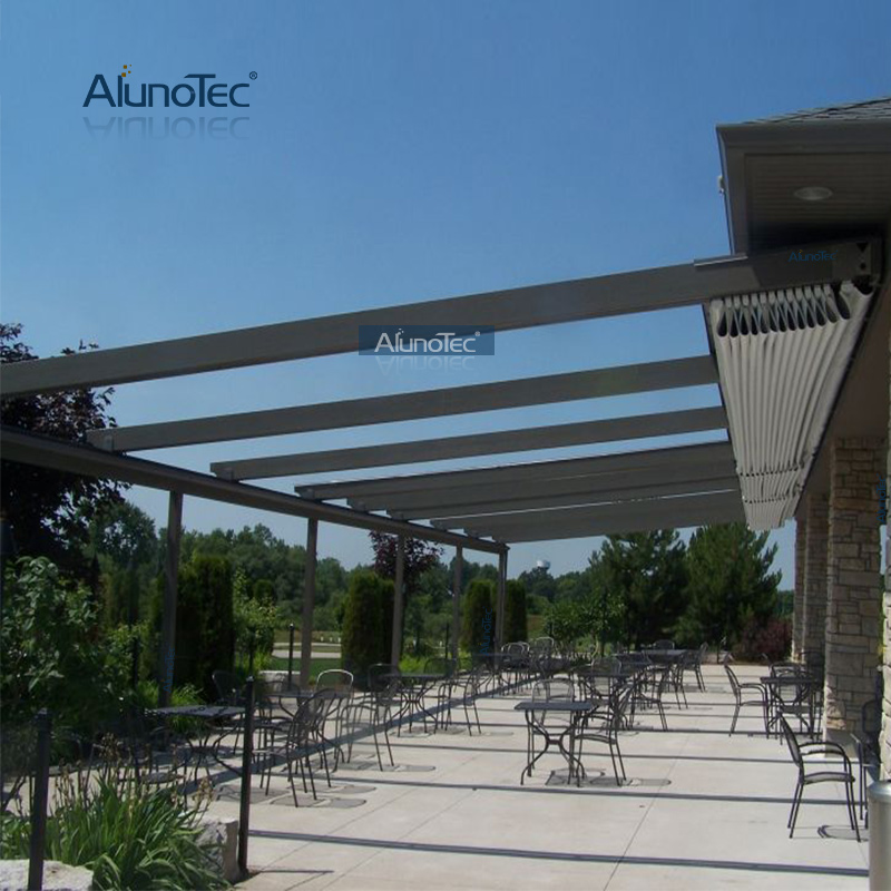 Auvent de système d'ombrage de toit rétractable en aluminium extérieur