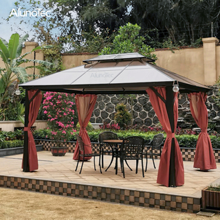 Gazebo à toit rigide de pavillon de profil en aluminium de tente extérieure romaine à vendre 