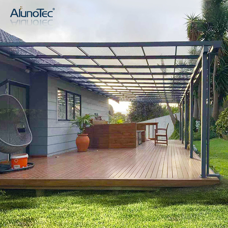  Auvent de patio étanche, gouttière de toit de balcon en polycarbonate et aluminium, auvent droit extérieur 