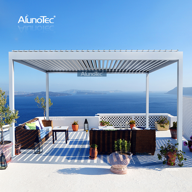 AlunoTec Auvent imperméable au design moderne pour l'extérieur, pergola de jardin en aluminium sur pied avec écran latéral