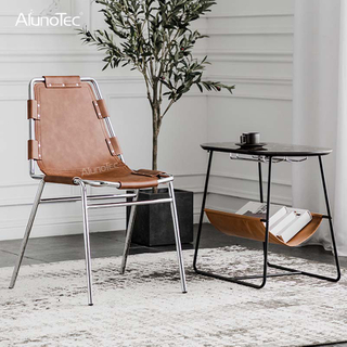Chaise de bureau en cuir de cadre en acier de Chrome de meubles de conception de luxe pour le salon
